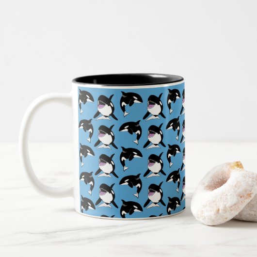 Orca Killer Whale Zweifarbige Tasse (Mit Donut)