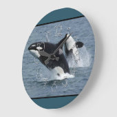Orca Killer Whales Breaching Große Wanduhr (Winkel)