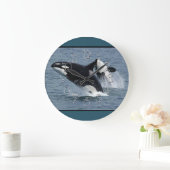 Orca Killer Whales Breaching Große Wanduhr (Zuhause)