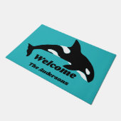 Orca Killer Wheer Aquamarin Blue Personalisiert Fußmatte (Schrägansicht)