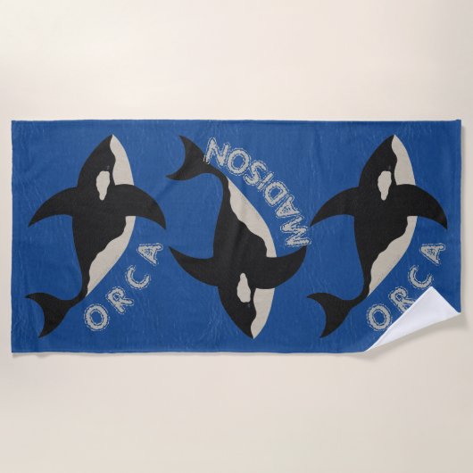 Orca Leder sieht hellblau personalisieren dies Strandtuch (Vorderseite)