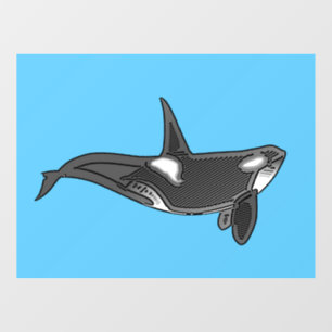 Orca Line Art Design Fensteraufkleber