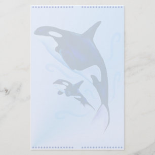 Orca-Mama und Baby-Briefpapier Briefpapier