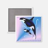 Orca Mama und Baby Magnet (Vorderseite/Rückseite)