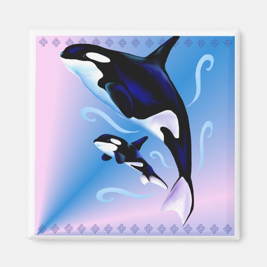 Orca Mama und Baby Magnet (Vorne)
