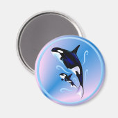 Orca Mama und Baby Magnet (Vorderseite/Rückseite)