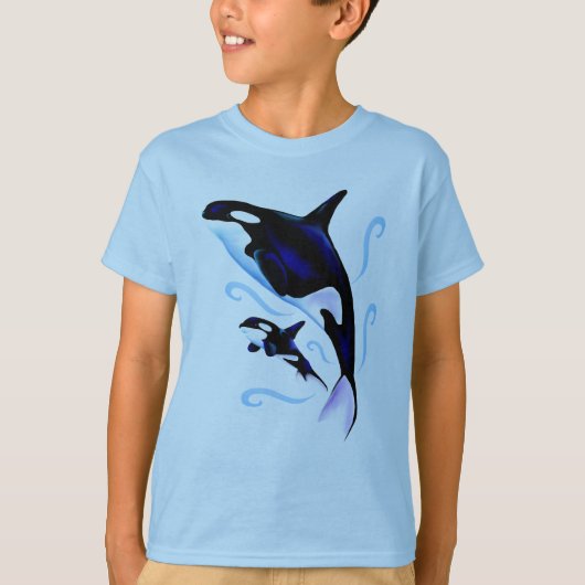 Orca-Mama und Baby T-Shirt (Vorderseite)