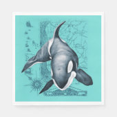 Orca Map Aquamarin Serviette (Vorderseite)
