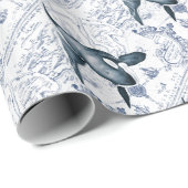 Orca Map Blue Geschenkpapier (Rolleneckpunkt)