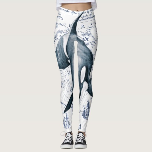 Orca Map Blue Leggings (Vorderseite)