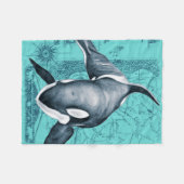Orca Map Türkis Fleecedecke (Vorderseite (Horizontal))