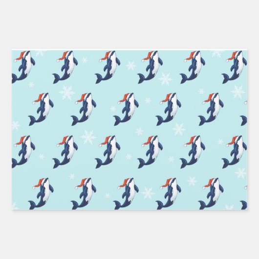 Orca mit Schneeflocken Geschenkpapier Set (Vorderseite 2)