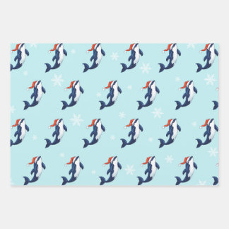 Orca mit Schneeflocken Geschenkpapier Set