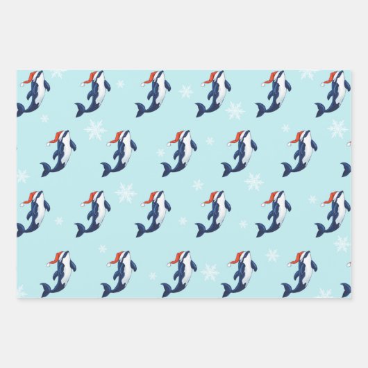 Orca mit Schneeflocken Geschenkpapier Set (Vorderseite 3)