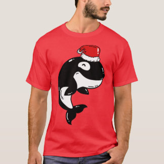 Orca mit Weihnachtsmannmütze Weihnachtsgeschenk T-Shirt