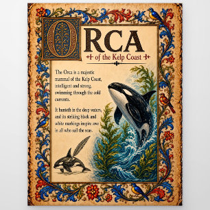Orca, mittelalterliche Bestiarien-Kunst Postkarte