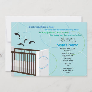 Orca Mobile and Crib Flat Baby Shower Einladung