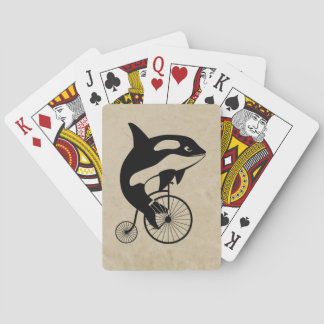 Orca-Mörder-Wal auf Vintagem Fahrrad Spielkarten
