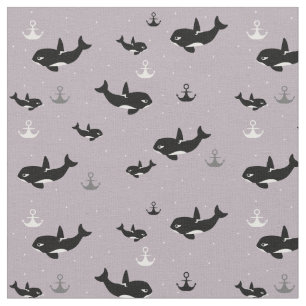 Orca-Muster - Niedliches Killer Whale-Cartoon-Must Stoff