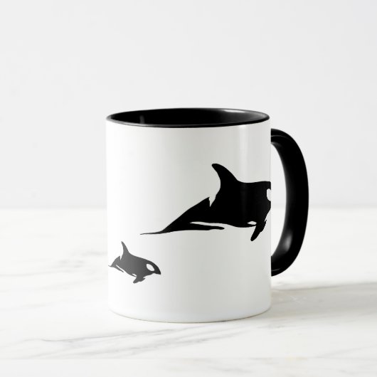 Orca Mutter und zwei Kälber Tasse (VorderseiteRechts)