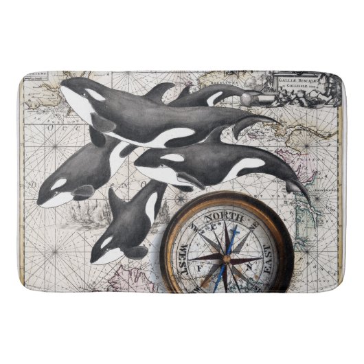 Orca Nautical Compass Badematte (Vorderseite)