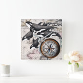 Orca Nautical Compass Quadratische Wanduhr (Zuhause)