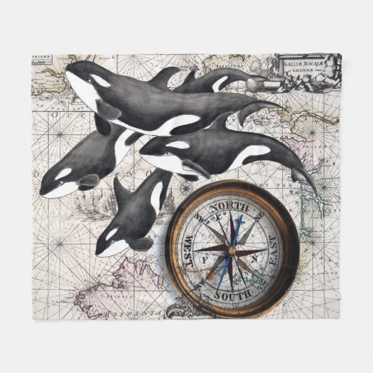 Orca-Nautikkompass Fleecedecke (Vorderseite (Horizontal))