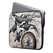 Orca-Nautikkompass Laptopschutzhülle (Vorderseite Links)