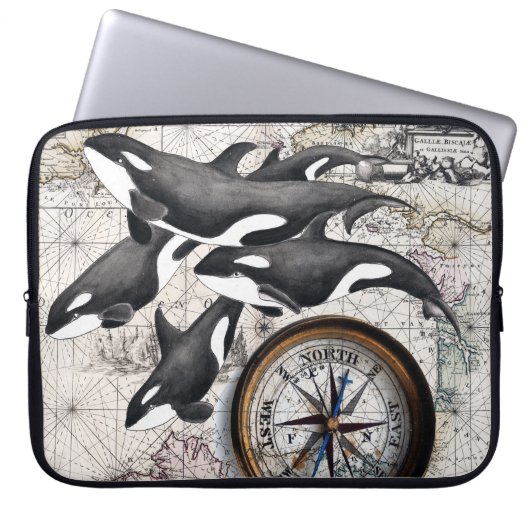 Orca-Nautikkompass Laptopschutzhülle (Vorderseite)