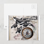 Orca-Nautikkompass Postkarte (Vorne/Hinten)