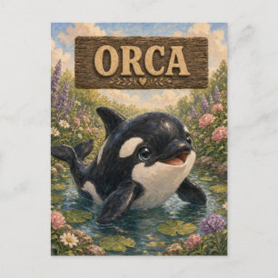 Orca Niedliches Baby-Geschichtenbuch-Nursery-Tier Postkarte