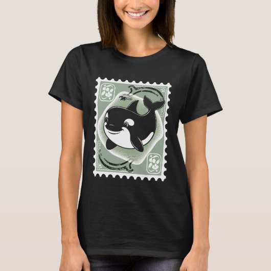 Orca Postage Stamp Animal Vintage T-Shirt (Vorderseite)
