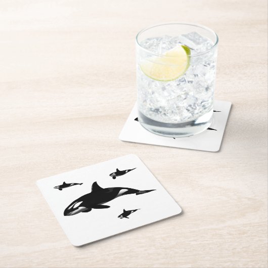 Orca Rechteckiger Pappuntersetzer (Vor Ort)