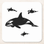 Orca Rechteckiger Pappuntersetzer (Vorderseite)
