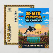 Orca, Retro-8-Bit-Pixel-Art Postkarte (Vorne/Hinten)