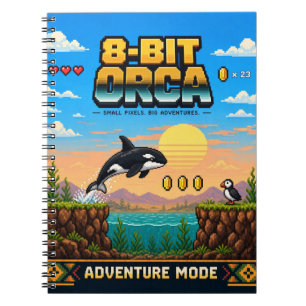 Orca, Retro 8-Bit Pixelkunst Notizblock