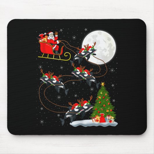 Orca Santa Sleigh Flying Funny Magical Christmas T Mousepad (Vorne)