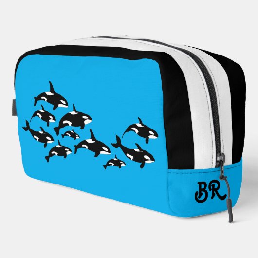 Orca-Schwertwal-Monogramm Waschbeutel (Rechte Ecke)