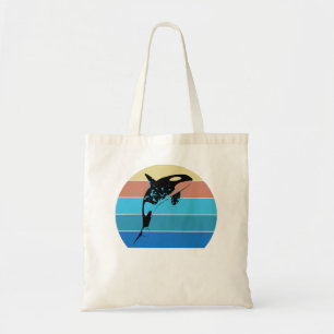 Orca Schwertwal Retro Vintage Sonnenuntergang Stra Tragetasche