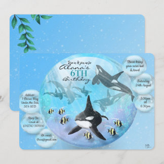Orca Snow Globe Geburtstag Einladungen