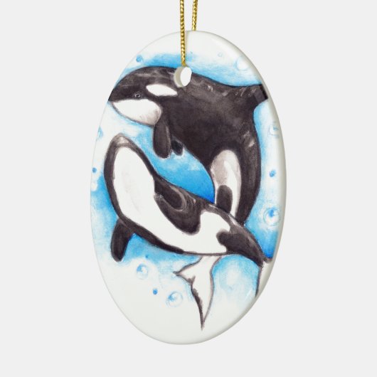 Orca-Spiel Keramik Ornament (Links)