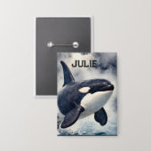  Orca Stormy waves, Personalized Button (Vorderseite/Rückseite)