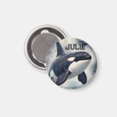  Orca Stormy waves, Personalized Magnet (Vorderseite/Rückseite)
