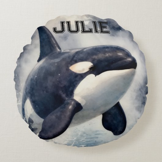  Orca Stormy waves, Personalized Rundes Kissen (Vorderseite)