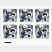 Orca Stormy waves, Personalized Square Sticker (Blatt)