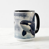 Orca Stormy Wellen Personalisiert Tasse (VorderseiteRechts)