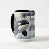 Orca Stormy Wellen Personalisiert Tasse (Vorderseite Links)