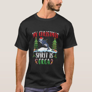 Orca Tragen Weihnachtsmannmütze Weihnachtsgeist is T-Shirt