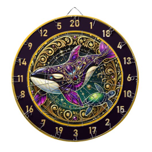 Orca Turtle Rundweg Rustikale Wand Kunst Dartscheibe (vorne)