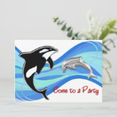 Orca und Dolphin in den Waves Einladung (Stehend Vorderseite)